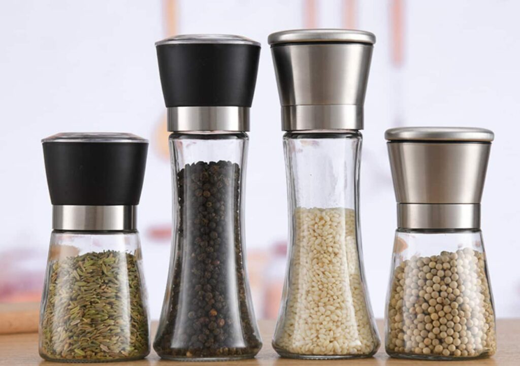 Glass spice jars grinder pepper shaker 