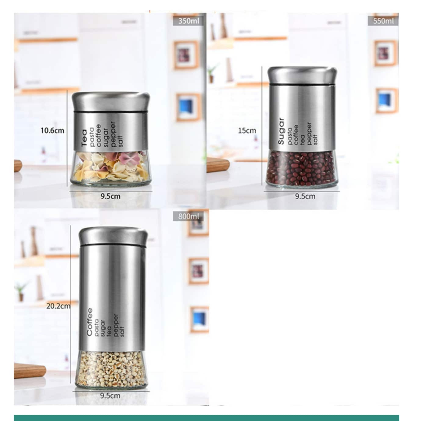 Glass spice jars 350ml 550ml 800ml