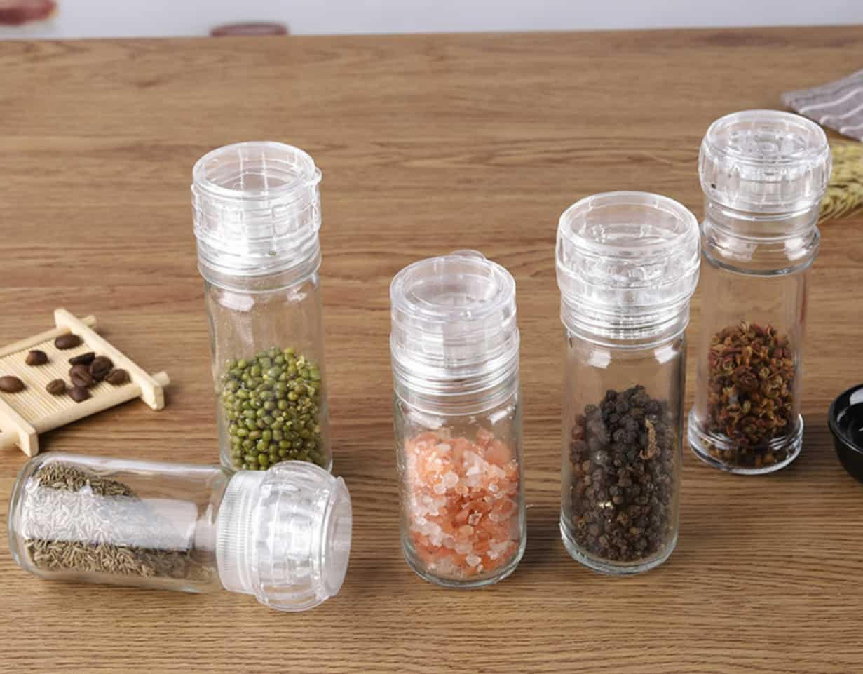 Glass spice jars grinder salt and pepper shaker 100ML