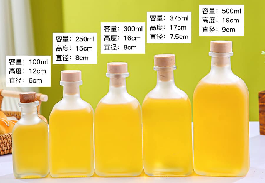 Square juice liquor bottles 100ml 200ml 300ml 375ml 500ml 700ml