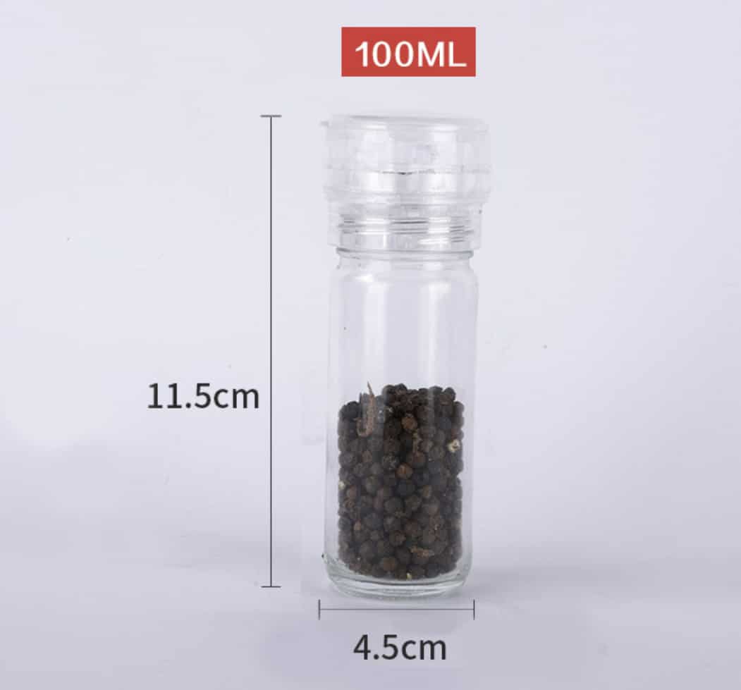 Glass spice jars grinder salt and pepper shaker 100ML