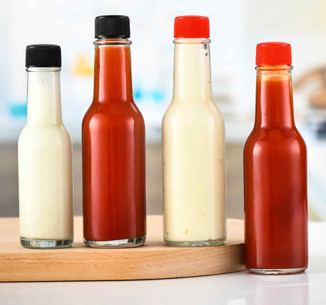 Glass salad ketchup sauce bottles 100ml 150ml