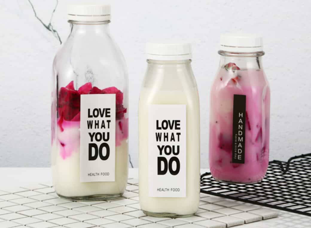 Tall square glass milk bottle beverage bottle 300ml 400ml 500ml 1000ml