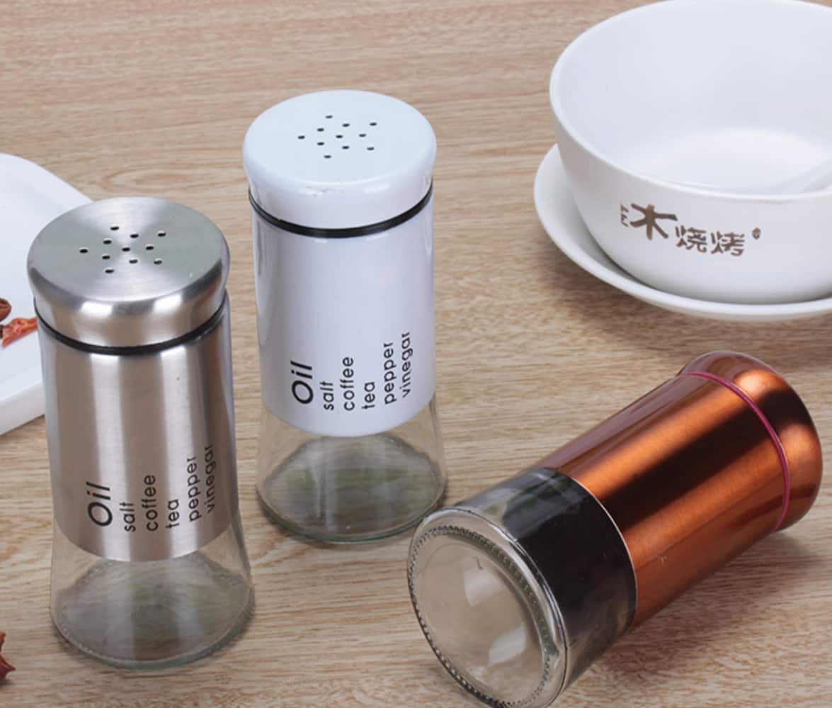 Salt pepper vinegar spice jars 130ml