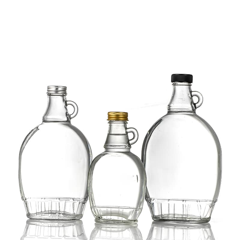 Clear Flat jugs liquor bottles 150ml 250ml 375ml 500ml 