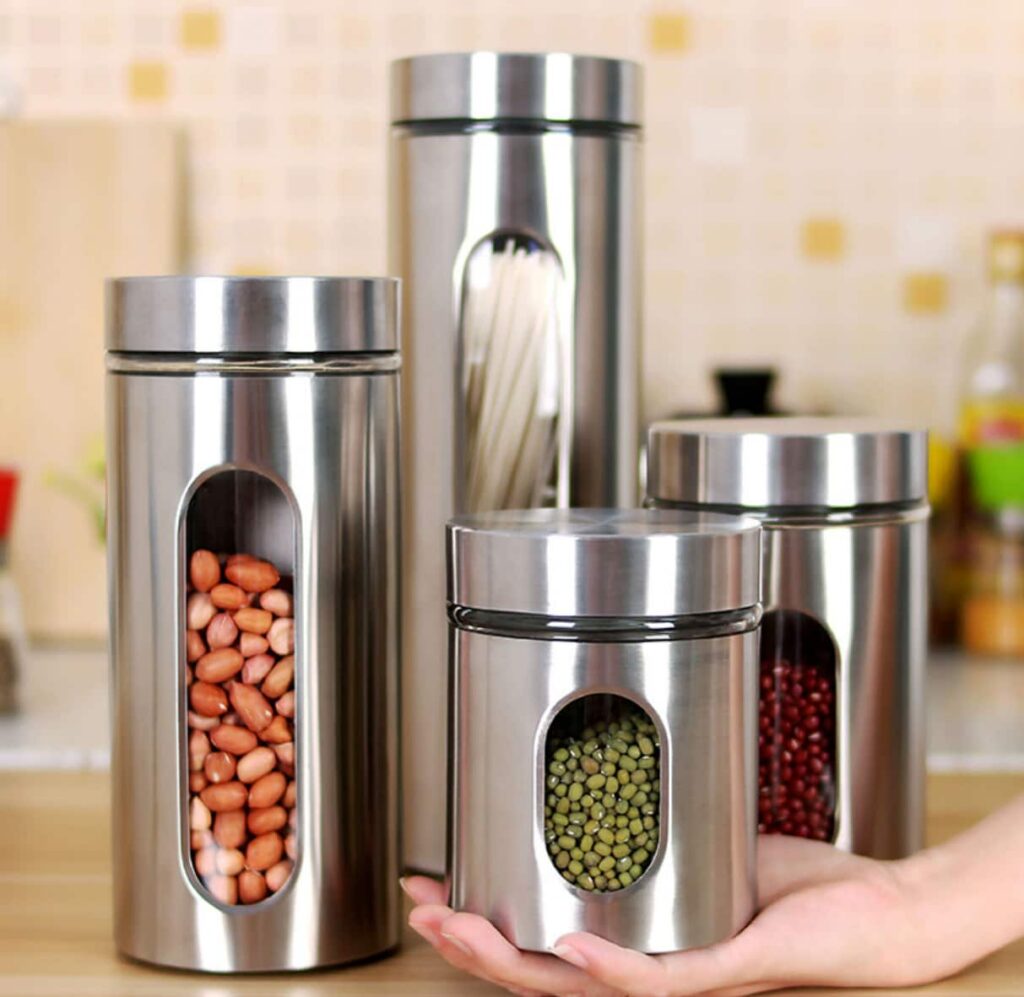 Glass spice jars Stainless steel cover 600ml 950ml 1300ml 1800ml 