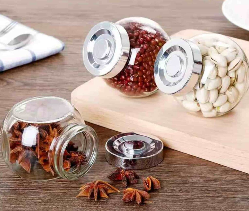 Flat Drum glass spice bottles 