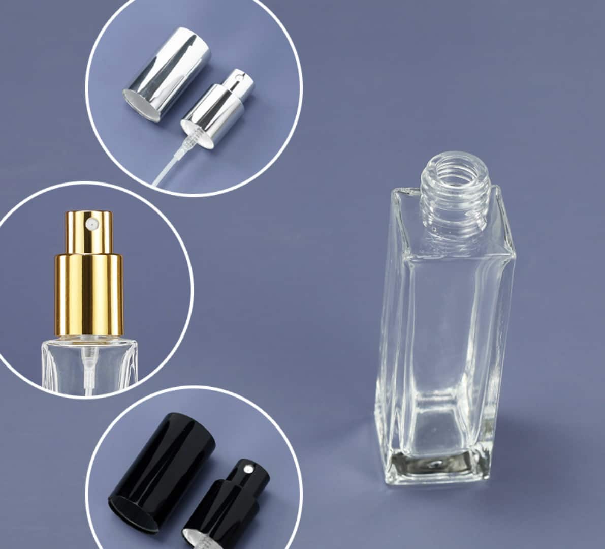 Tall square perfume bottles 30ml 50ml 100ml