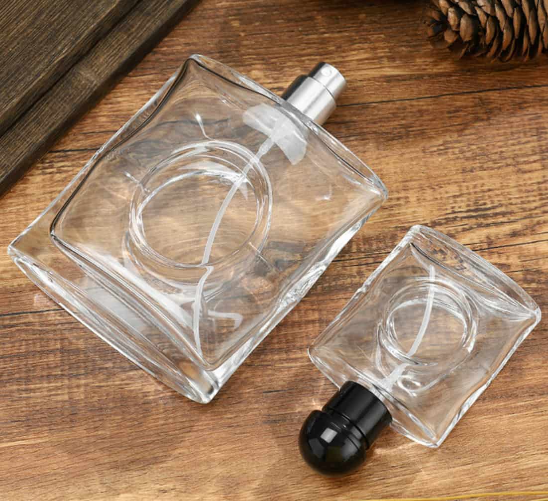 Square perfume bottles with lid 25ml 50ml 80ml