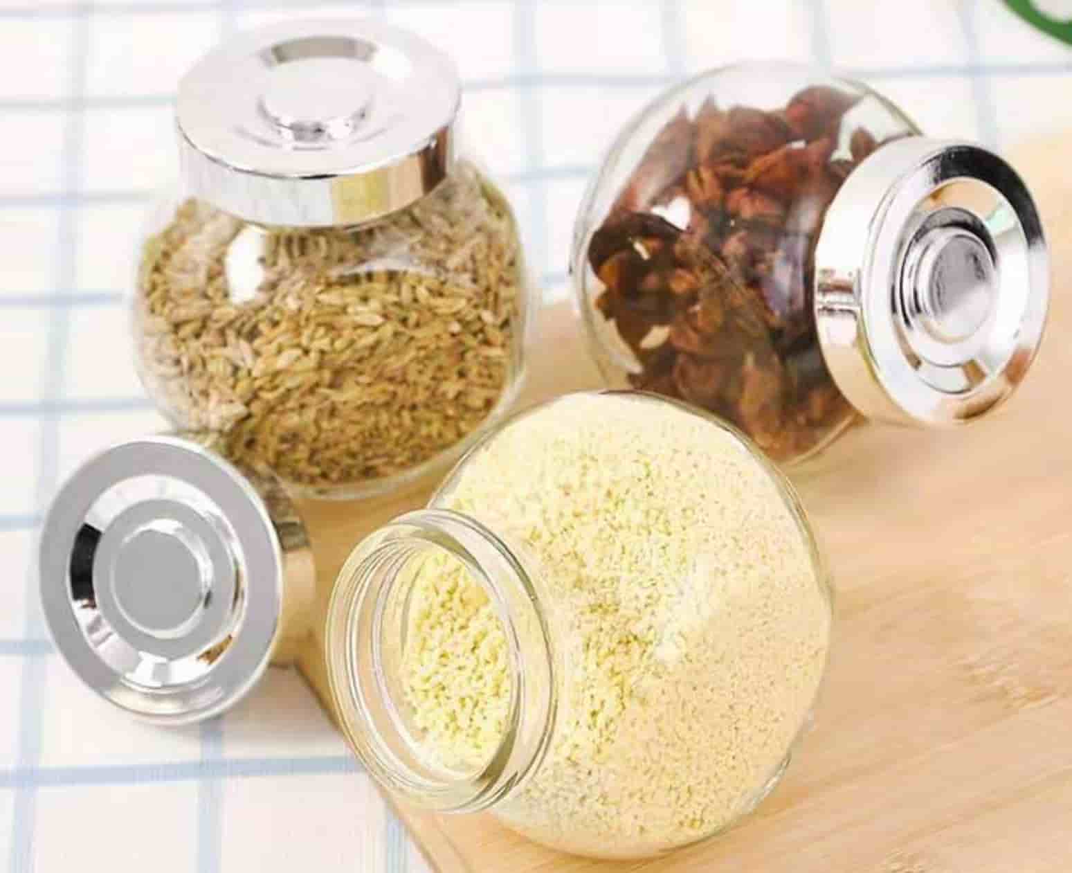 Flat Drum glass spice bottles