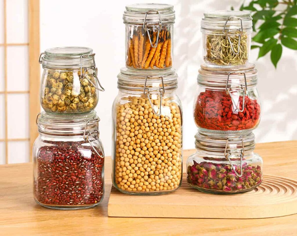 Stainless steel clip top round and square storage jar 125ml 200ml 280ml 380ml 500ml 750ml 1000ml 1500ml 2000ml 3000ml 4000ml 5000ml 