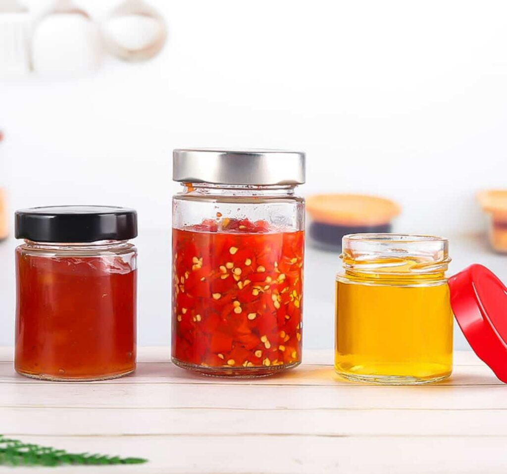 Glass round honey jars 