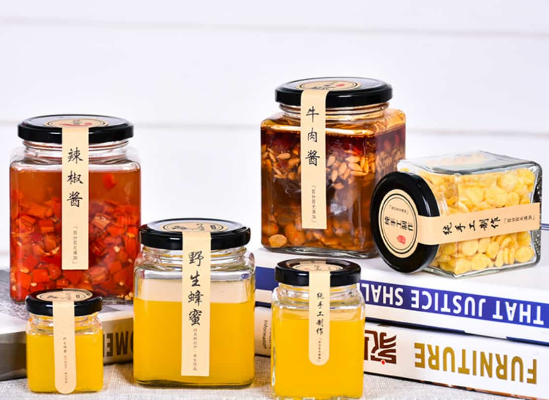 Square glass jam pickle honey jars 45ml 85ml 180ml 280ml 380ml 500ml 730ml