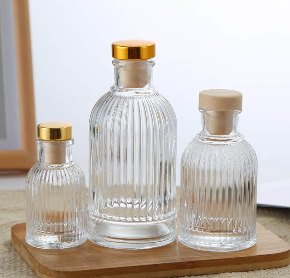 Vertical striped round aromatherapy diffuser bottle 40ml 100ml 200ml-2