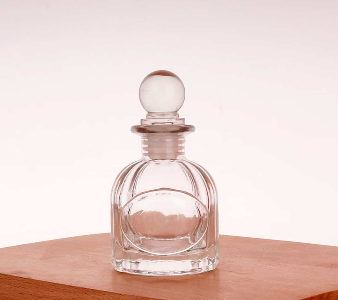 Small 50ml glass diffuser bottles with label area