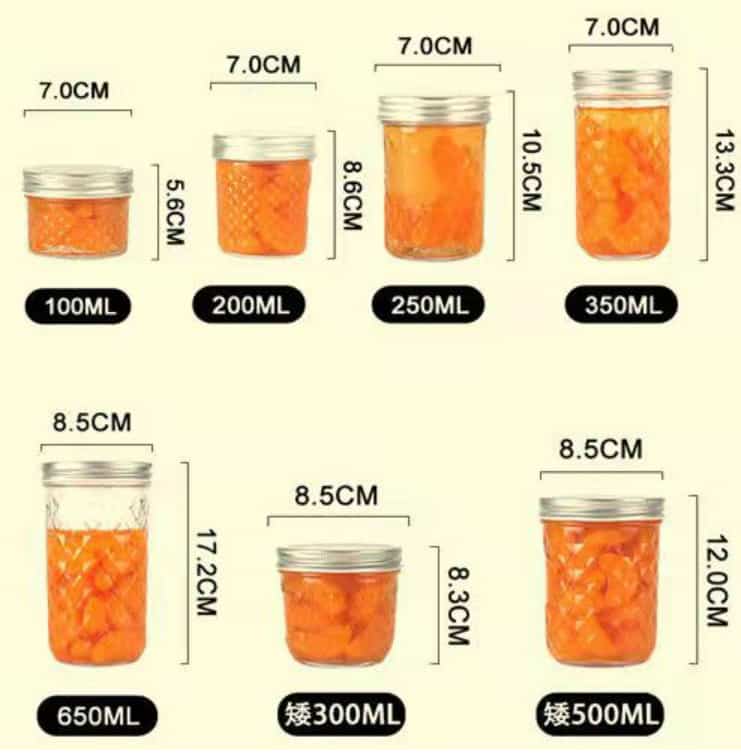 Diamond pattern jam jars 100ml 200ml 250ml 350ml 500ml 650ml -2