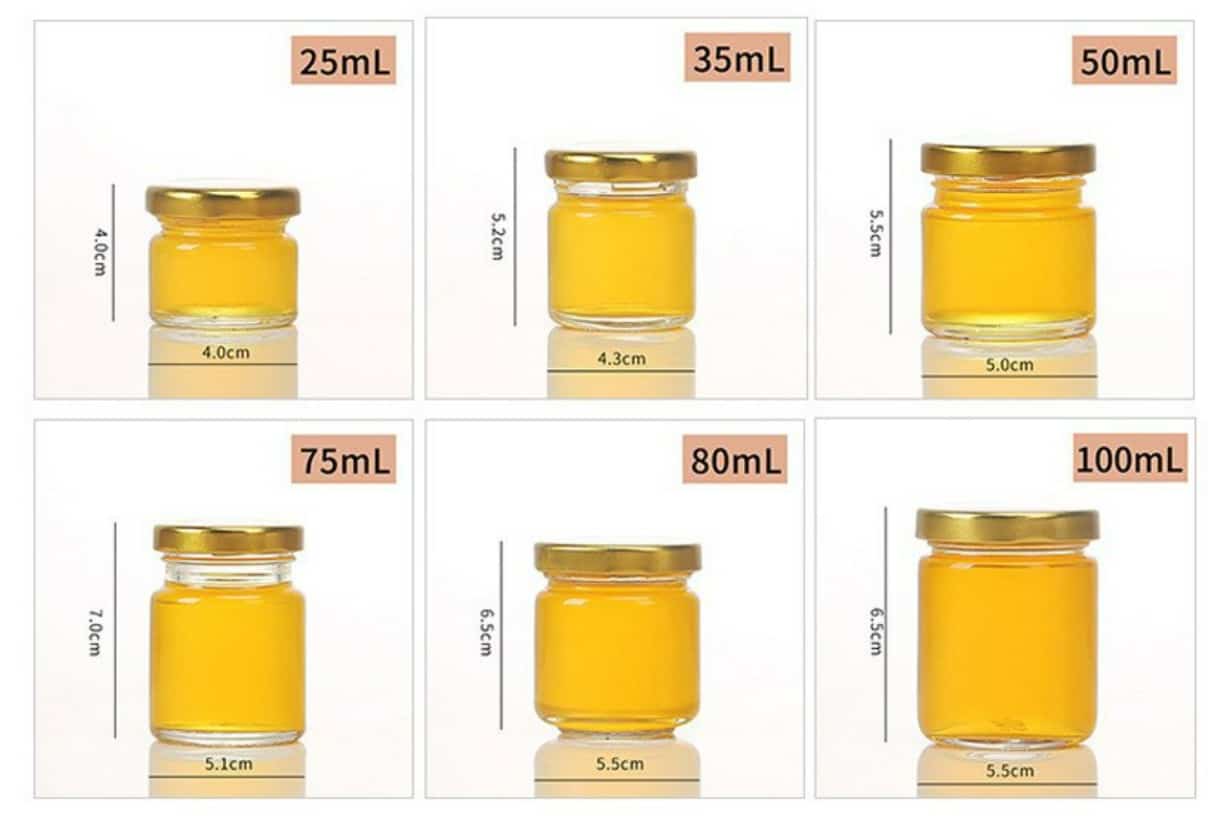 Small round honey jars 25ml 50ml 75ml 100ml