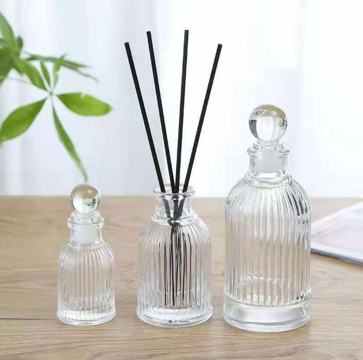 Vertical striped round aromatherapy diffuser bottle 40ml 100ml 200ml