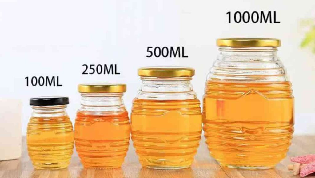 Thread pattern Glass honey jars 100ml 250ml 500ml 1000ml 