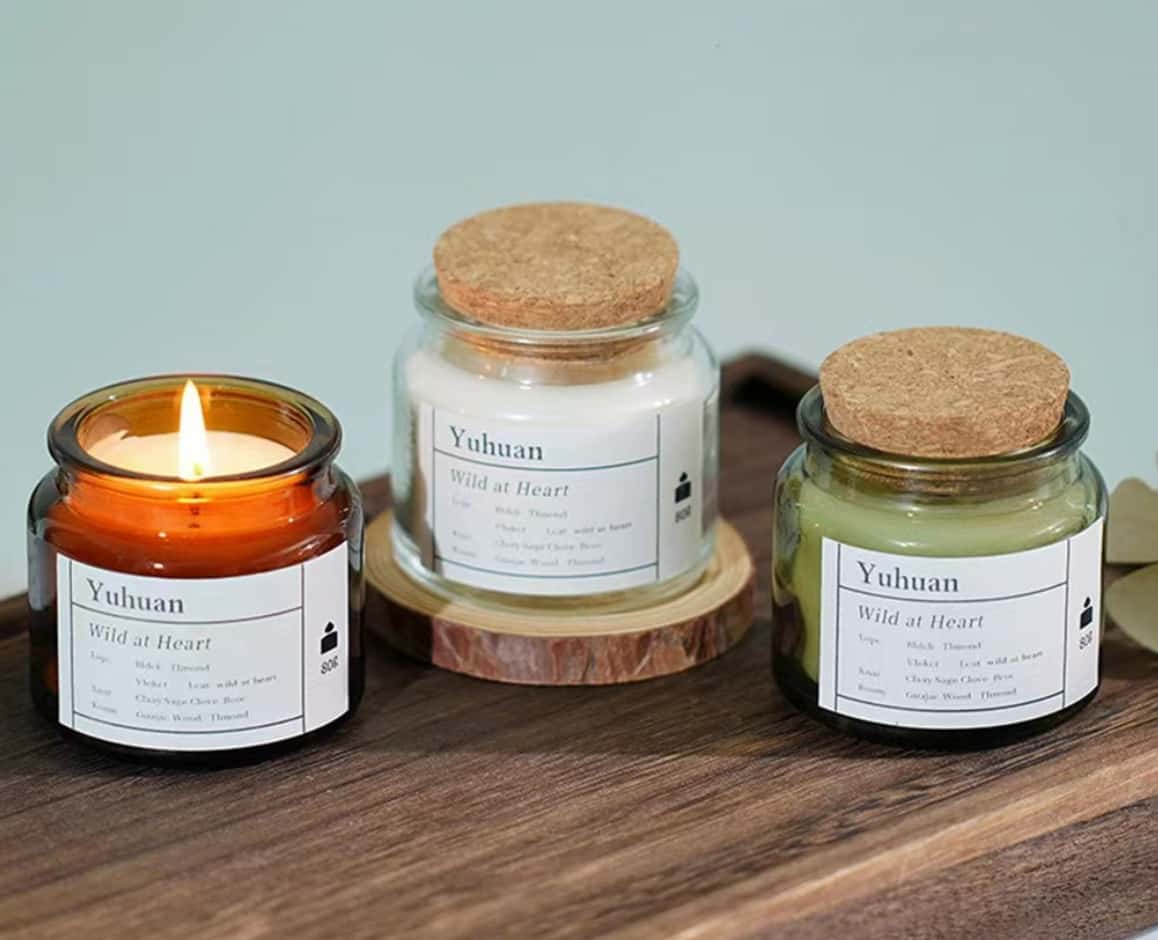 Glass candle jars with wooden cork 100ml-2