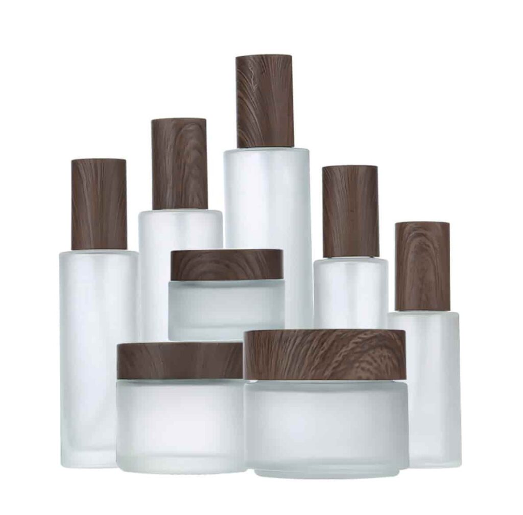 Round lotion bottle spray bottles with Wood grain cap 20ml 30ml 40ml 50ml 60ml 80ml 100ml 120ml 