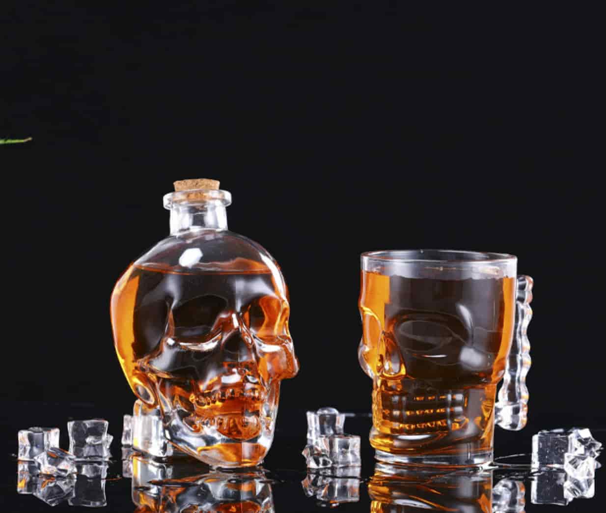 Skull Liquor Bottle and Liqueur glass 100ml 180ml 400ml 750ml