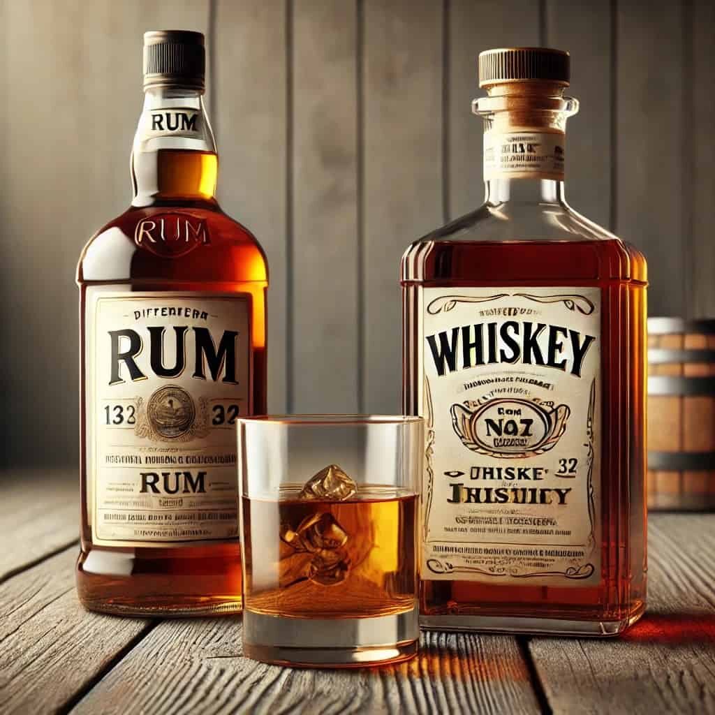 rum and whiskey