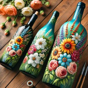 wine bottle decoration for Spring and Summer