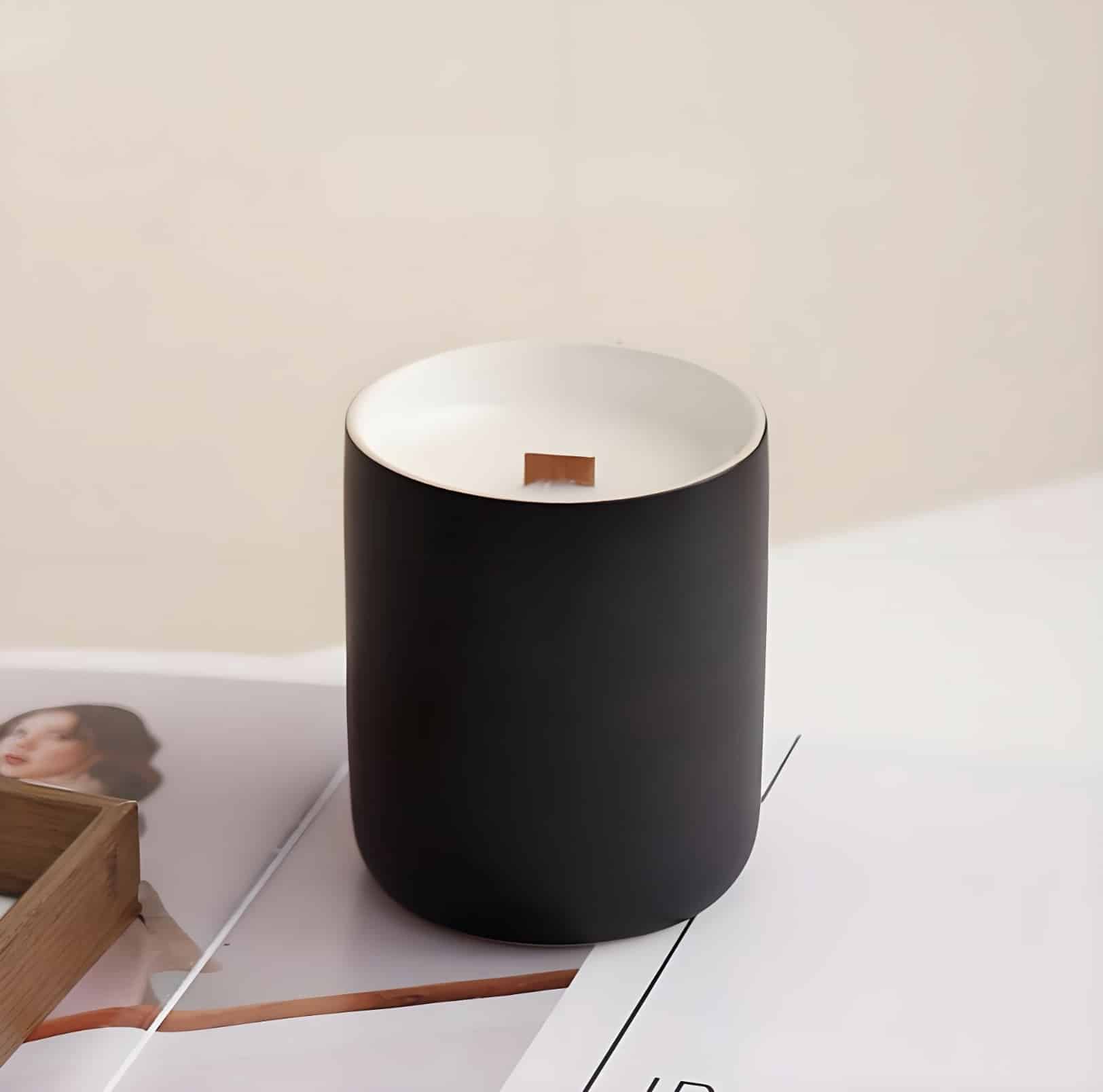 Matte black ceramic candle jars