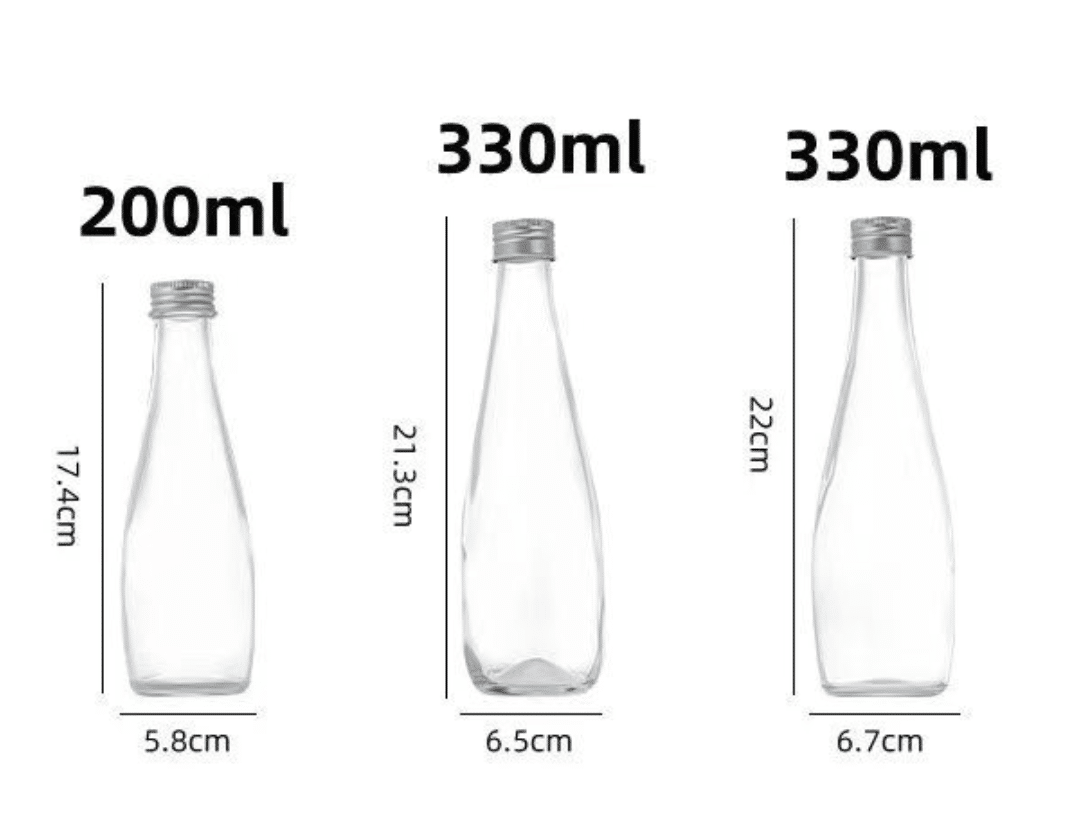 200ml 330ml 500ml 750ml 1000ml Glass Water Bottles size