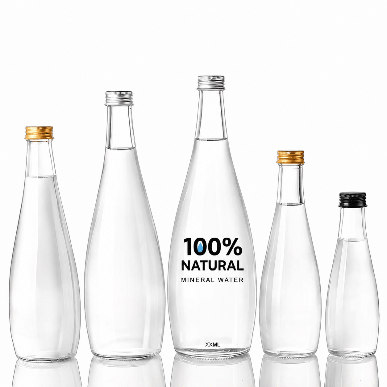 200ml 330ml 500ml 750ml 1000ml Glass Water Bottles with cap